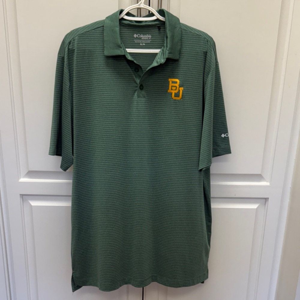 Baylor University Columbia Men's Polo Shirt in Forest Green with Logo